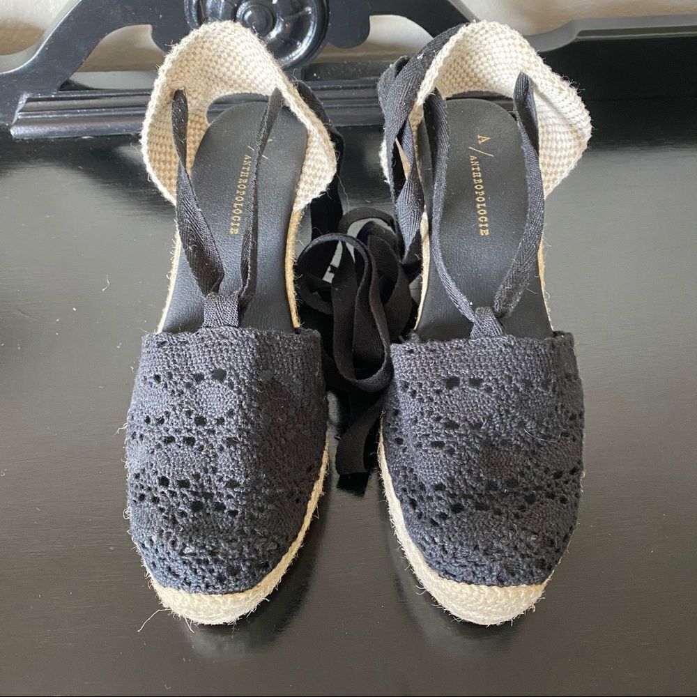 Anthropologie Black Wedges 